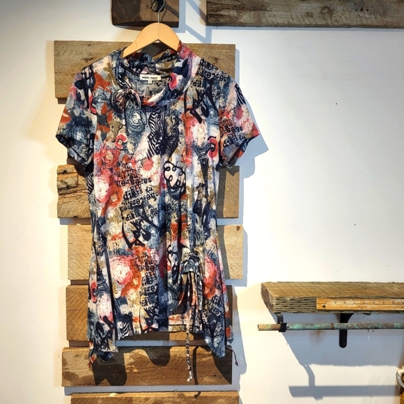 Marie Claire Colorful Graphic Short Sleeve Tunic - Picture 1 of 6